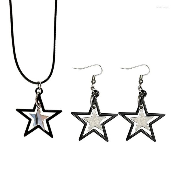 Anhänger Halsketten Mysteriöse dunkle Stern-Halskette für Frauen Einzigartige süße coole Schlüsselbeinkette Punk-Ohrring-Mädchen-Schmuck