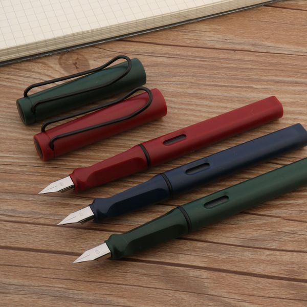 Fountain Pens Duruş Düzeltme M20 Çeşme Kalem Plastik Buzlu Mavi Kırmızı Yeşil Ef F Kırtasiye Ofis Okulu Malzemeleri Hediye Yazma 230923