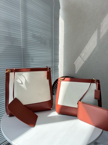 Luxuriöse Mode-Designer-Tasche der Marke YSL aus Leder, Canvas-Nähte, Unterarmtasche, Umhängetasche, Design, große Kapazität, Einkaufstasche mit kleiner Tasche