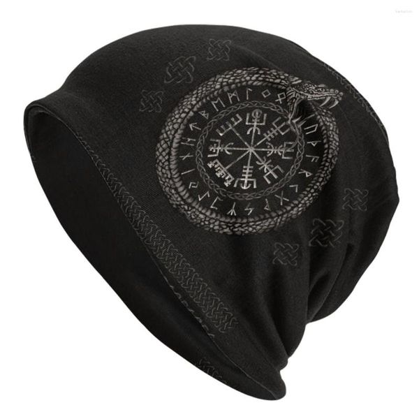 Berets Vegvisir com Ouroboros Beanie Chapéus Islandês Viking Bonnet Unisex Retro Esporte Ao Ar Livre Chapéu De Malha Outono Personalizado Quente Caps