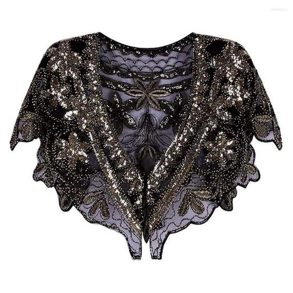 Sıradan Elbiseler Homecoming Shawl Wrap Art Deco Sequin Boncuk Akşam Cape Bolero Flapper Düğün Konuk Kadınlar İçin