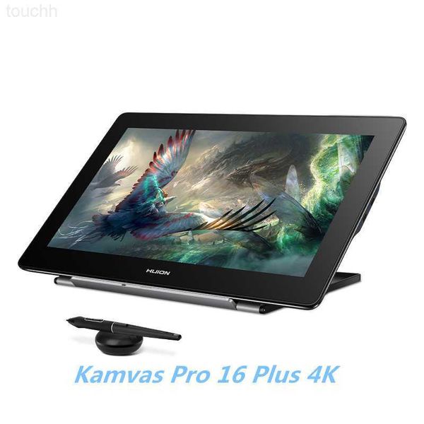 Canetas para tablets gráficos HUION 15,6 polegadas Kamvas Pro 16 Plus 4K Tela para tablet gráfico com UHD 145% sRGB 8192 níveis Caneta sem bateria Função de inclinação Drawi L230923