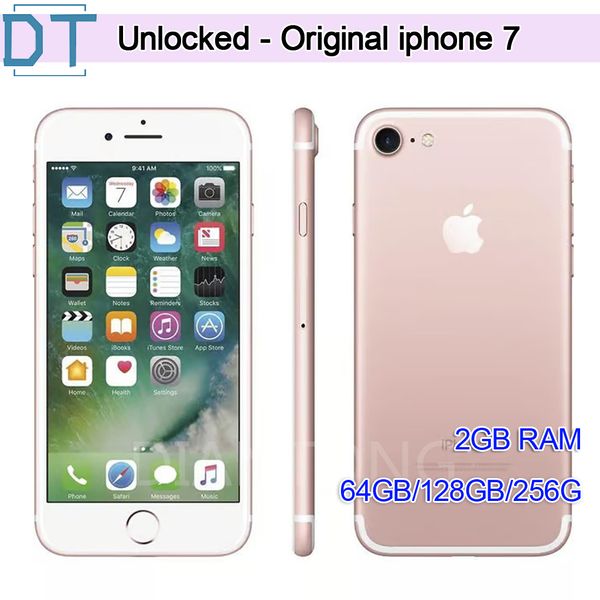 100% originale Apple iPhone 7 con touch ID impronta digitale 32 GB/128 GB/256 GB IOS13 Quad Core 12.0MP Telefoni cellulari sbloccati usati, 100% perfettamente funzionante