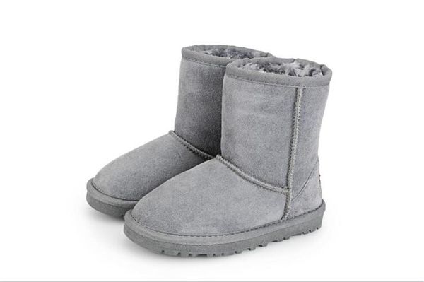 Kinder Baumwollstiefel Winter Kinder Baby Kastanie Antilope Braun Fell Flauschige warme Baumwollstiefel