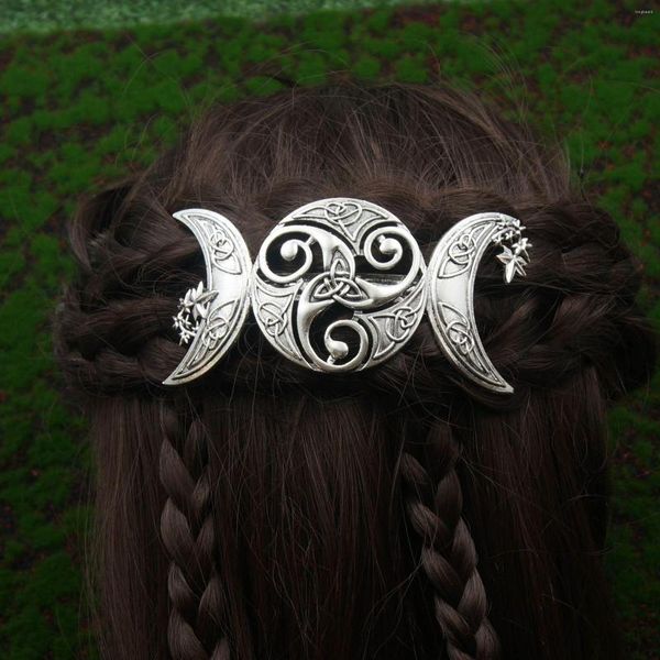 Fermagli per capelli Strega gotica Nodo celtico Strega Tripla luna Forcina per capelli Accessori per barrette francesi