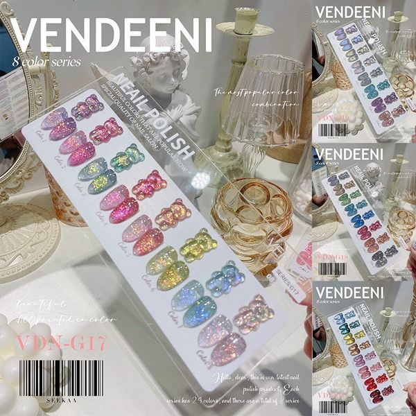 Smalto per unghie 8 colori Set Glitter Chips Diamond Gel Vernice scintillante artistica con vernice UV effetto riflettente 230922