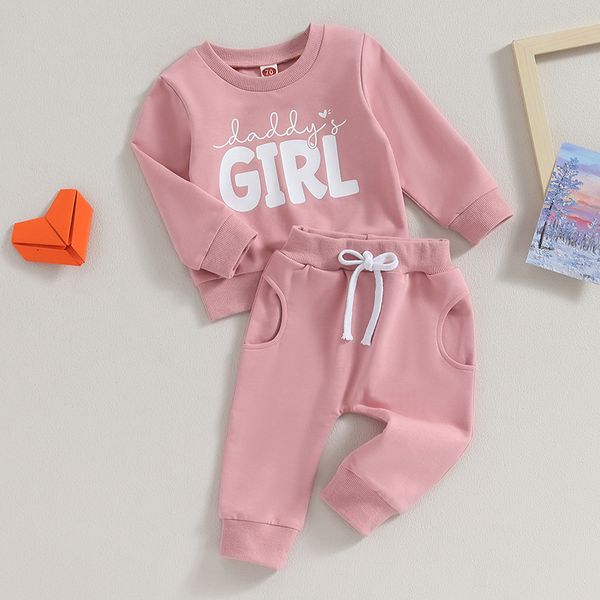 Set di abbigliamento Bambino Neonata Vestiti autunnali Lettera Stampa Pullover Felpa e pantaloni da jogging Set 2 pezzi Abiti Tuta 230923