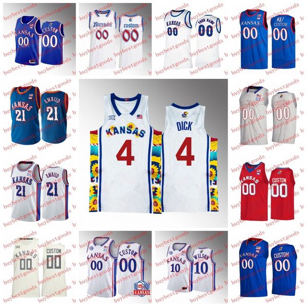 Parker Braun Jersey Hunter Dickinson Custom Kansas Jayhawks Maglia da basket Dillon Wilhite Michael Jankovich Zach Clemence K.J. Maglia Adams Jr.