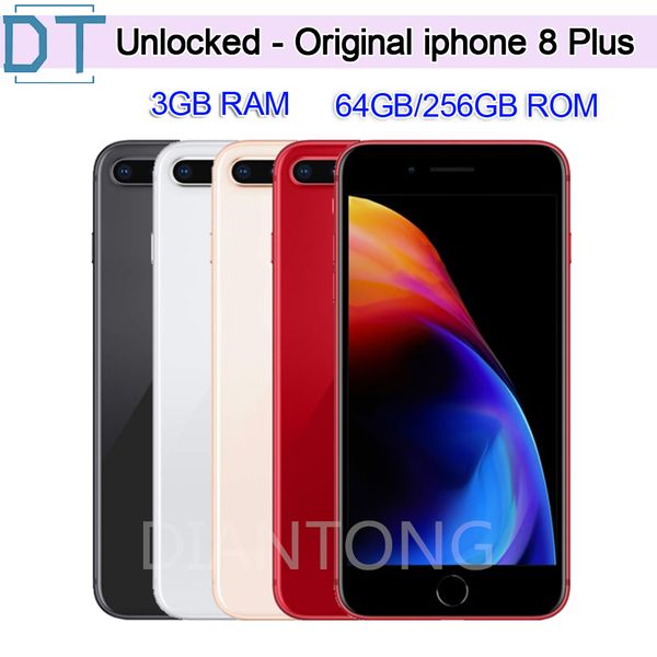 Ricondizionato originale Apple iPhone 8 Plus 5,5 pollici impronta digitale iOS A11 Hexa Core 3 GB RAM 64/256 GB ROM doppio 12 MP sbloccato 4G LTE SmartPhone 1 pezzo, 100% perfettamente funzionante