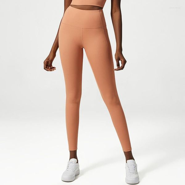 Pantaloni attivi Moda Donna Traspirante Sottile Senza Cuciture Nudo Yoga Tasca Leggings Sportivi Fitness Ritagliato