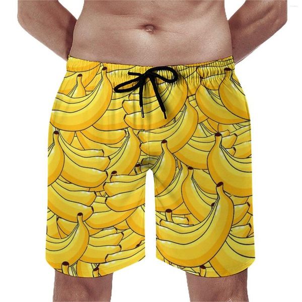 Herren Shorts Summer Board Banana Fresh Running Yellow Fruit Custom Beach Hawaii Schnell trocknende Badehose Große Größe