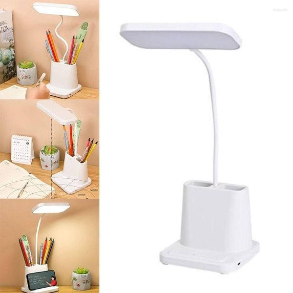 Tischlampen, verstellbar, USB, dimmbar, Touch-Schalter, LED-Schreibtischlampe, Stift, Telefonhalter, Leselicht