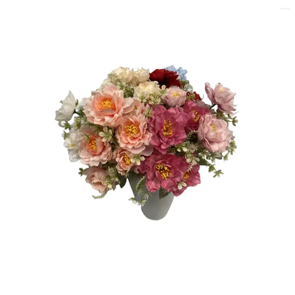 Fiori decorativi 6 teste Peonia Bouquet BOBO Fiore artificiale Decorazione di nozze Mariage floreale