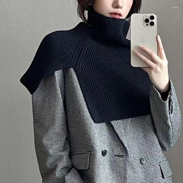 Шарфы, женский шарф, зимняя модная верхняя одежда, пуловер, однотонная универсальная бандана в корейском стиле, шерстяная вязаная ш.