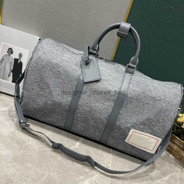 Gepäcktasche Top Original Real Shot M22532 Bandouliere 50 Herren-Damen-Handtasche, Buchstabenmuster, geprägt, verblasstes Denim, große Kapazität, Designer, klassische Herren-Reisetasche