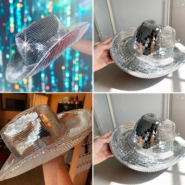 Altri articoli per feste per eventi Cappello da discoteca con palla da discoteca in vetro a specchio glitterato Cappello da discoteca con palla glitterata da discoteca per cowboy Decorazione per feste da cowgirl 230923