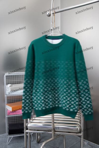 Xinxinbuy Homens Designer Hoodie Sweater Carta Gradiente Jacquard Malha Paris Mulheres Preto Roxo Amarelo Verde S-XL