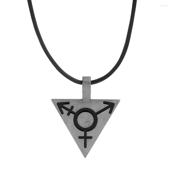 Anhänger Halsketten Hip Hop Rock LGBT Halskette Kreatives Muster Dreieck Metall Halsband Für Frauen Freunde Punk Stil Schmuck Geschenke Zubehör