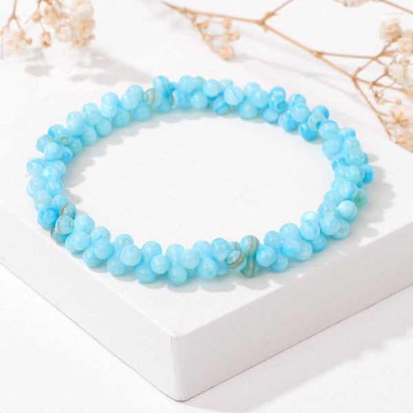 Strang Knochenform Muschel Perlenarmband Natürliches Meerwasser Stretch Energie Yoga Armreif Schmuck Geschenke für Frauen Männer