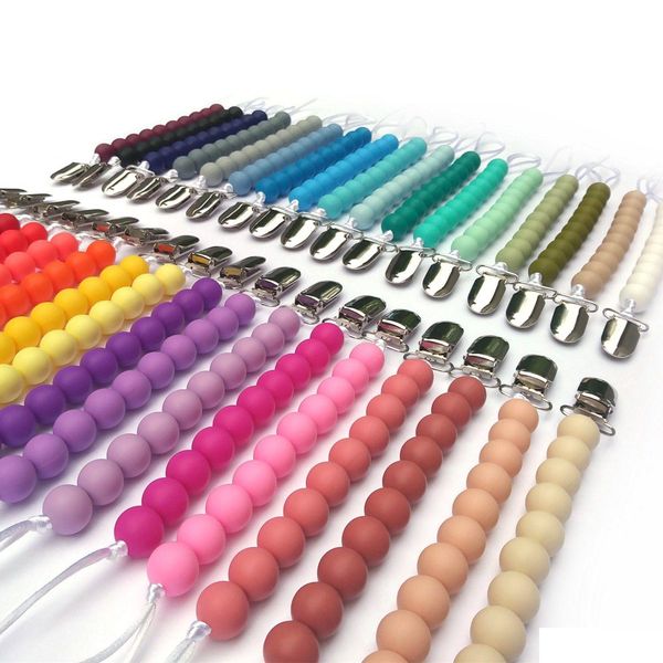 Porta ciuccio Clip 33 colori 5 Pz / lotto Sile Bead Catene per neonati Dentizione per bambini Porta capezzoli per bambini Giocattoli da masticare M897 Consegna a goccia Mater Dhnz3