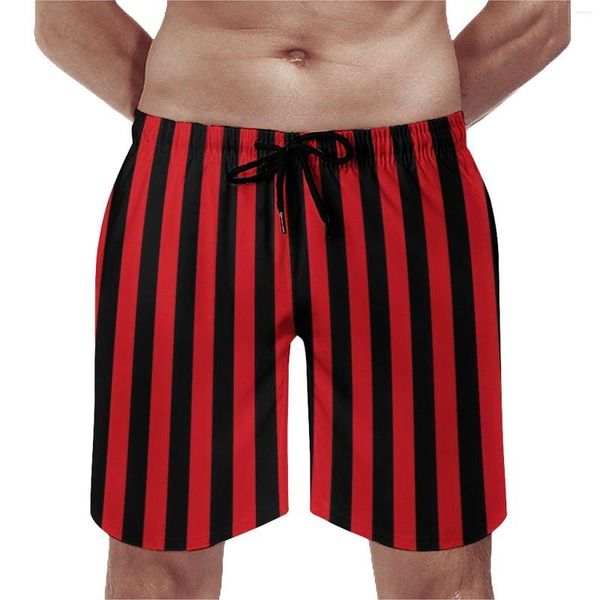 Мужские шорты в вертикальную полоску для спортзала в красную и черную полоску, повседневные пляжные мужские спортивные быстросохнущие плавки на заказ, подарок