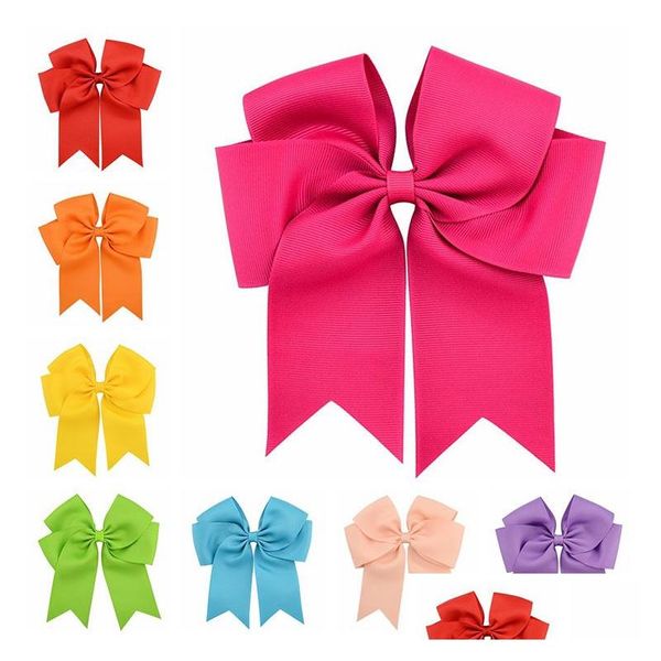 Acessórios de cabelo 6 polegadas meninas crianças gorgorão fita grande bowknot clip criança grande boutique cheer arco crianças barrettes hairpins gota dhflz