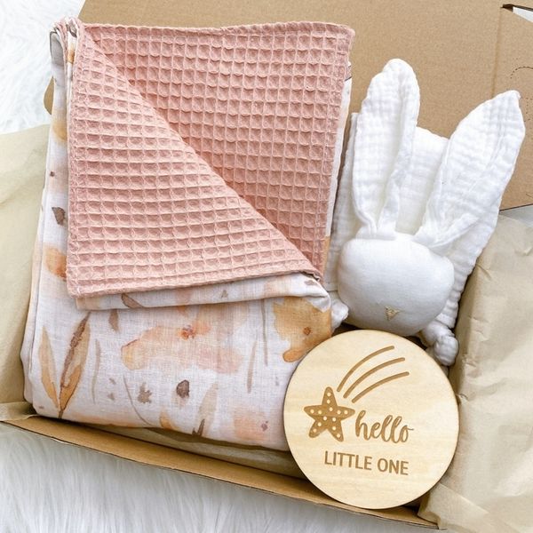 Sacos de dormir Cobertor de algodão para bebê impresso toalha calmante kit de marco de madeira para infantil 230923