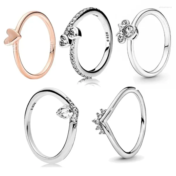 Anéis de cluster lr gota de água zircônia pan-estilo v-forma anel 925 prata esterlina charme para mulheres amantes casamento noivado jóias finas 2023