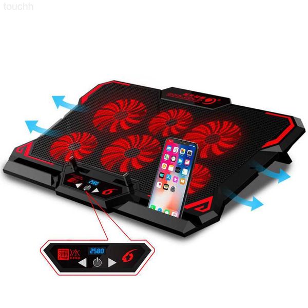 Laptop-Kühlpads, Gaming-Laptop-Kühler, Notebook-Kühlpad, 6 leise LED-Display-Lüfter, leistungsstarker Luftstrom, tragbar, verstellbar, Laptop-Ständer, Luftkühler L230923