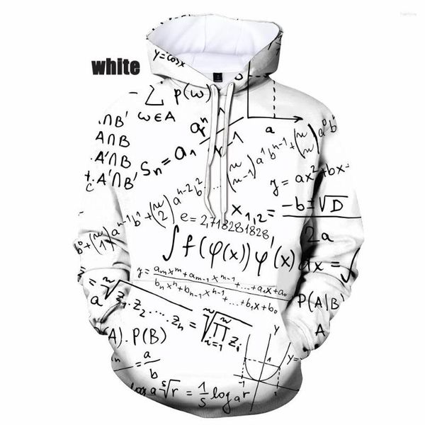 Felpe con cappuccio da uomo 2023 Divertente felpa unisex con cappuccio con formula matematica con stampa 3D