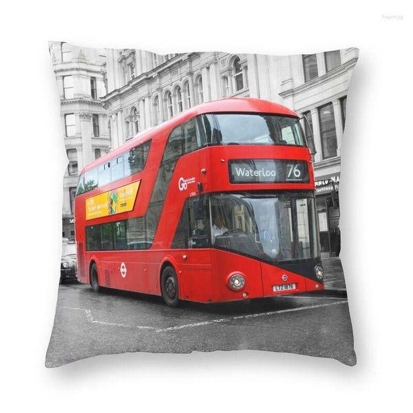 Kissen London Bus Rot Stadt England Bezug 45 x 45 cm Dekoration 3D-Druck Überwurf für Auto zweiseitig