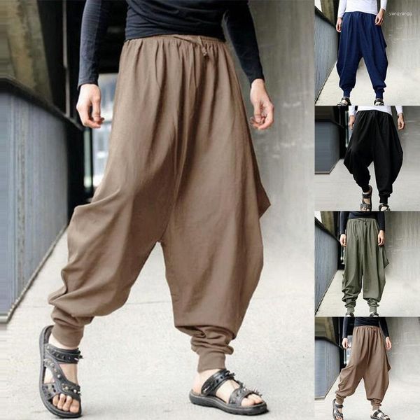 Erkekler Pantolon 2023 Kişiselleştirilmiş Japon Gevşek Gevşek Harem Street Giyim Pantolon Bol Hippi Hakama Sokakları