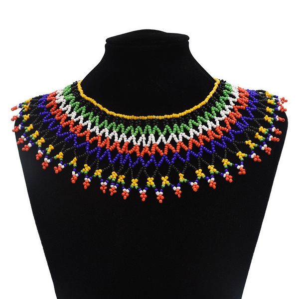 Chokers Güney Afrikalı bohem etnik çok renkli çok renkli boncuklu gergin kolye, kadınlar için parti kabile takı kolyesi Hint Mısır 230923