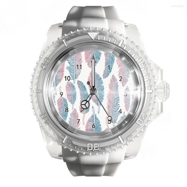 Orologi da polso Orologio bianco trasparente in silicone Dream Catcher Feather Orologi da polso al quarzo per uomo e donna