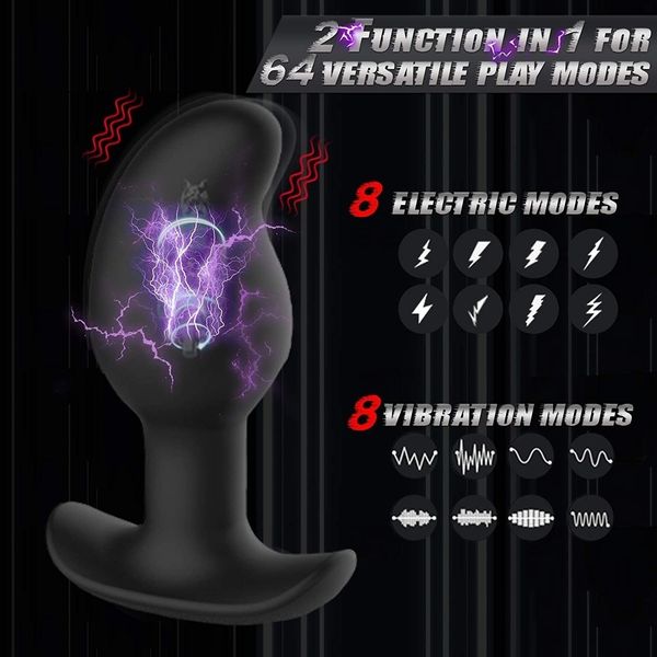 Vibradores Vibrando Choque Elétrico Anal Plug Massager Trainer 8 Estimulação Controle Remoto G Spot Vibrador Para Homens Mulheres Iniciante 230923