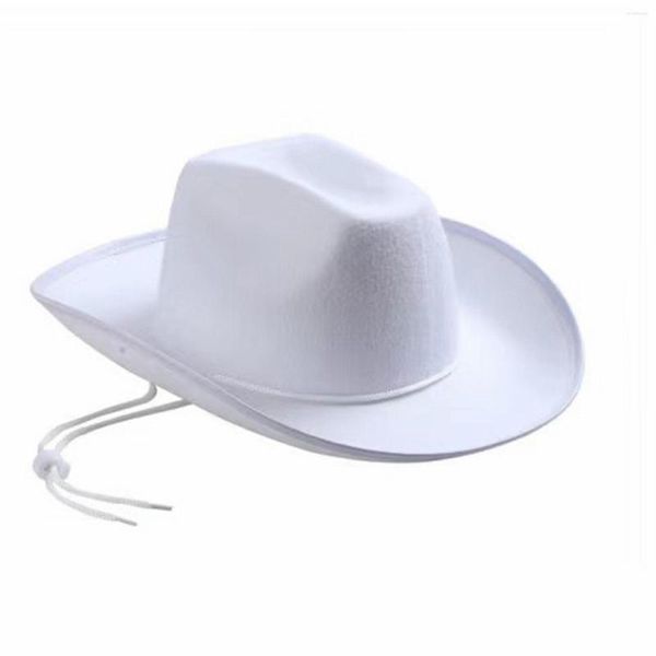 Береты Белая ковбойская шляпа в стиле вестерн с запахом и кожаным ремешком Шляпы для мужчин Мини-сомбреро