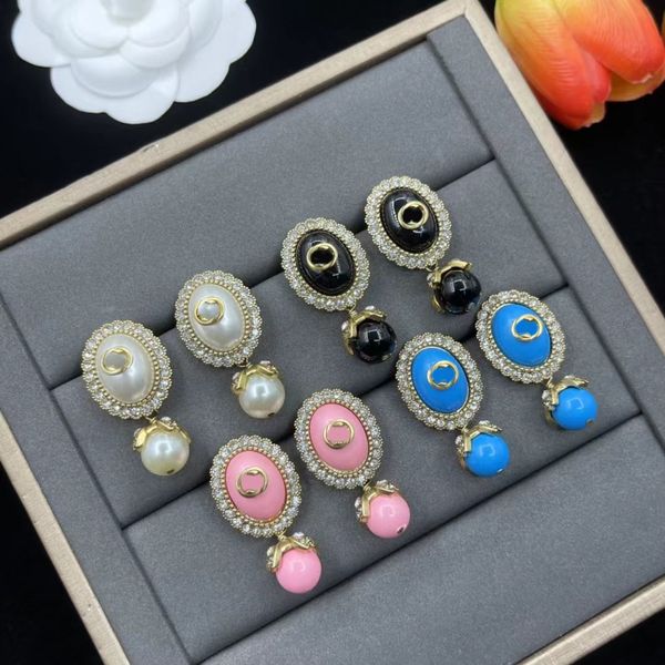 Semplici e squisiti orecchini con perle, orecchini firmati da donna, gioielli con scatola originale