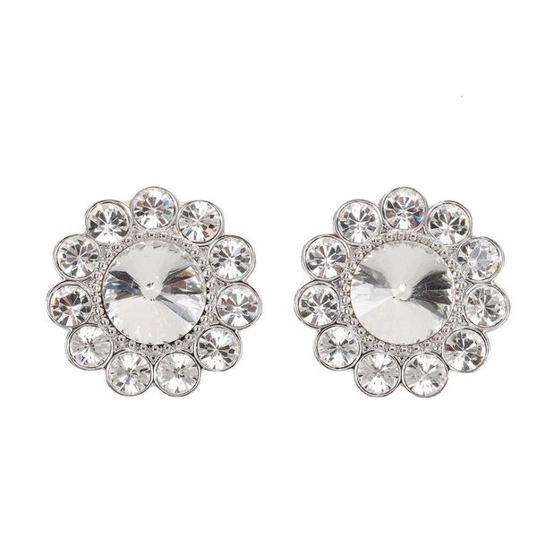Brincos sem piercing Miumius Designer Moda de luxo para mulheres Imitação de flor de cristal Brincos de diamante completo com clipes de orelha de girassol para mulheres