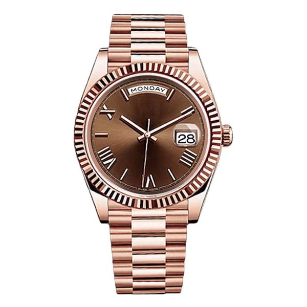 Top Orologio da donna di alta qualità Orologi da data Orologio da presidente in oro rosa giallo Orologio meccanico automatico con grande data Orologio da uomo impermeabile in acciaio inossidabile da 41 mm