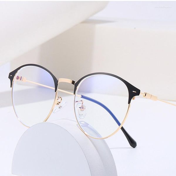 Sonnenbrille Blaulichtblockierendes Brillengestell für Männer und Frauen, optische Brillen mit Rezept, verschreibungspflichtige Legierung, voll oval, Unisex