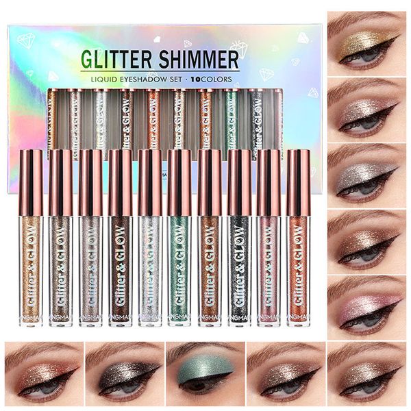 Ombretto/Liner Combinazione Shine Diamond Ombretto Crema Glitter Eyeliner Set Ombretto Penna Trucco Lunga Durata Colore Oro Argentato Eye Liner Gel Cosmetici 230923