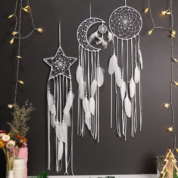 Moon Dream Catcher Star Dream Catchers Beyaz Kolye Duvar Odası Dekorasyonları Hediyeleri 1222061