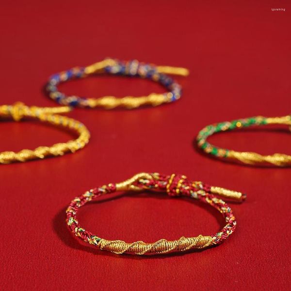 Link Pulseiras 2023 Cordão Vermelho Pulseira Colorido Tecido Bangle Primordial Ano Casal Festival Presente Proteção Étnica Tradicional Jóias