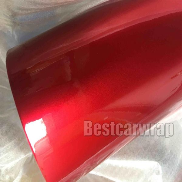 Pellicola vinilica per auto lucida Candy Blood Red con rilascio d'aria CANYD RED Fogli di copertura adesivi in lamina lucida lucida TAGLIA 1 52 20M253S