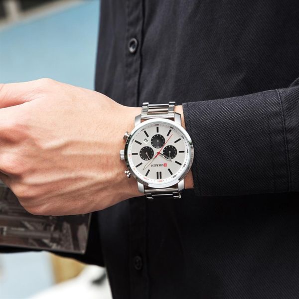 Curren relógio de pulso esportivo masculino, relógio de pulso de quartzo casual de marca de luxo com data, relógio masculino299z
