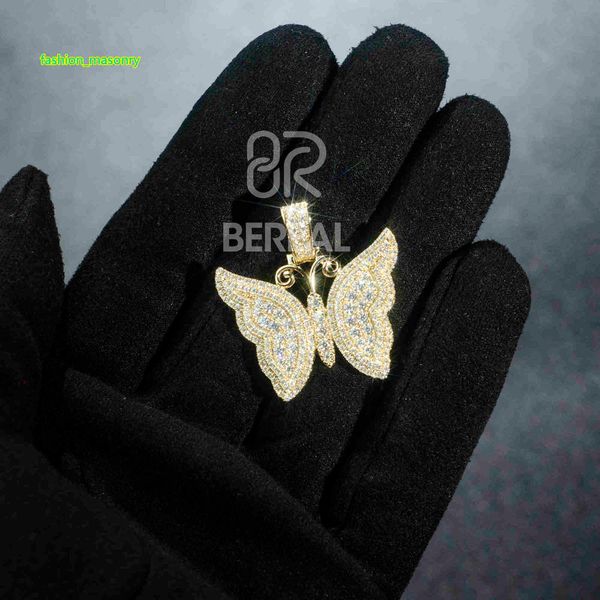 Custom Pass Diamond Tester Vvs Moissanit Iced Out 10K 14K 18K Karat Echtgold Schmetterling Ornament Anhänger als Geschenk Schmuck