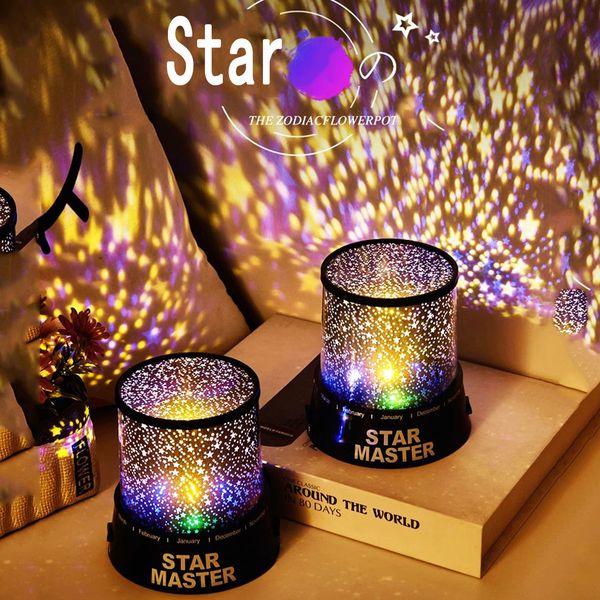 Objetos decorativos estatuetas 1 peça padrão giratório de sonho estrelado céu luz USB romântico cabeceira atmosfera quarto criativo projeção de presente infantil li 230923