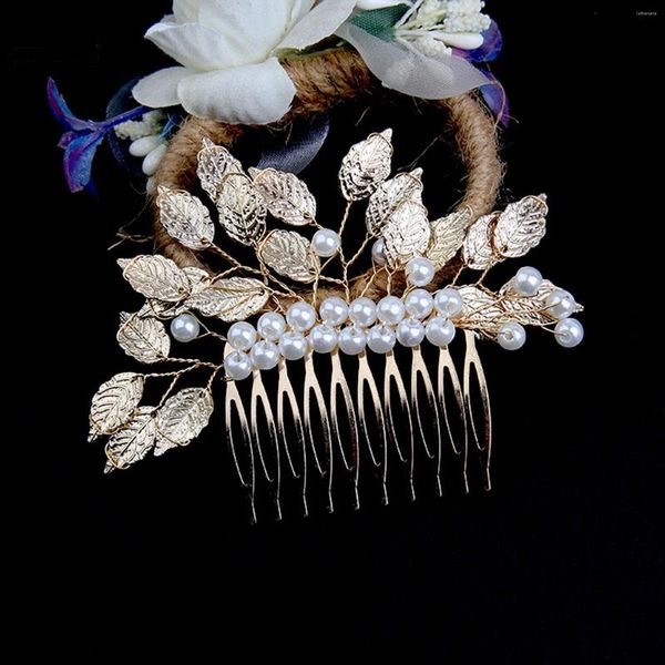 Grampos de cabelo cor dourada metal folha clipe meninas hairpin barrette strass pente grampos de cabelo para mulheres acessórios de casamento jóias