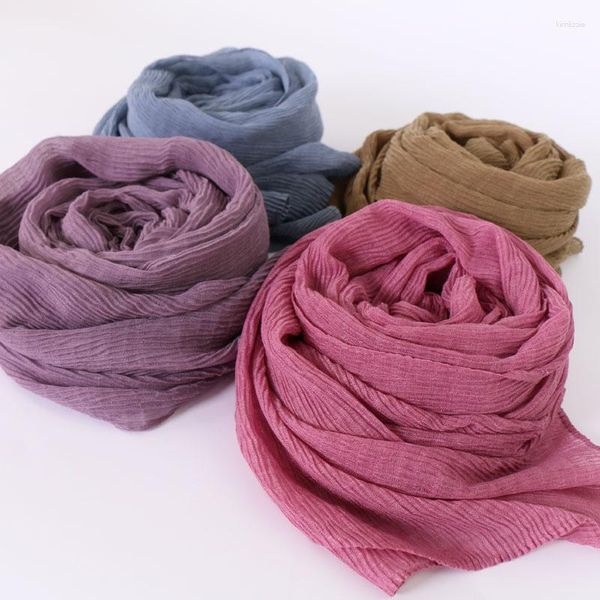 Lenços outono voile cachecol para mulheres meninas cor sólida algodão protetor solar verão macio foulard viscose feminino envoltório xales