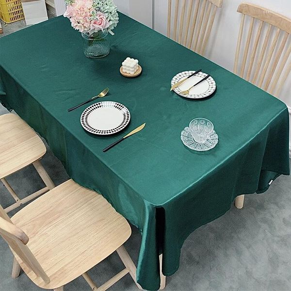 Toalha de mesa moda retângulo cetim toalha de mesa branco verde lavável café jantar capa para festa banquete decoração do ano